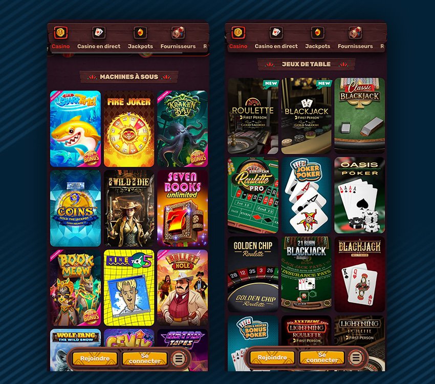 jeux proposés sur 5 gringos casino