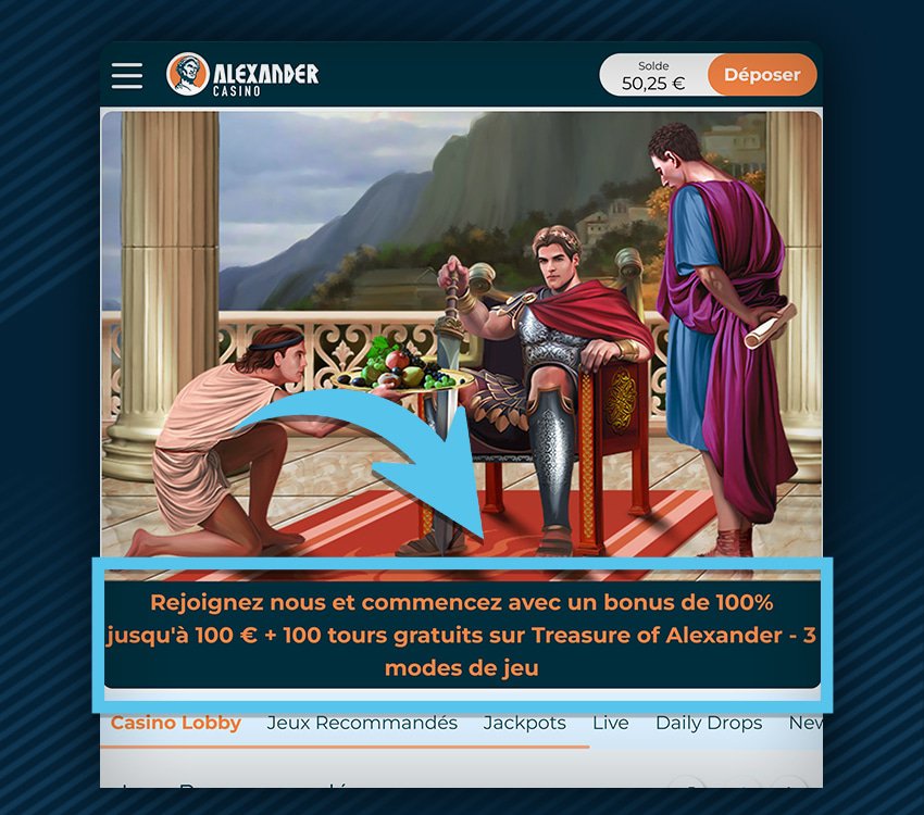 alexander casino comment reclamer bonus etape 1