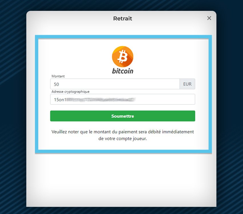 alexander casino comment retirer cryptomonnaies etape 2