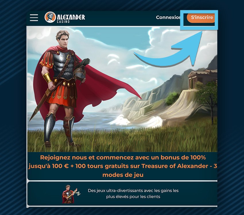 alexander casino comment s'inscrire etape 1