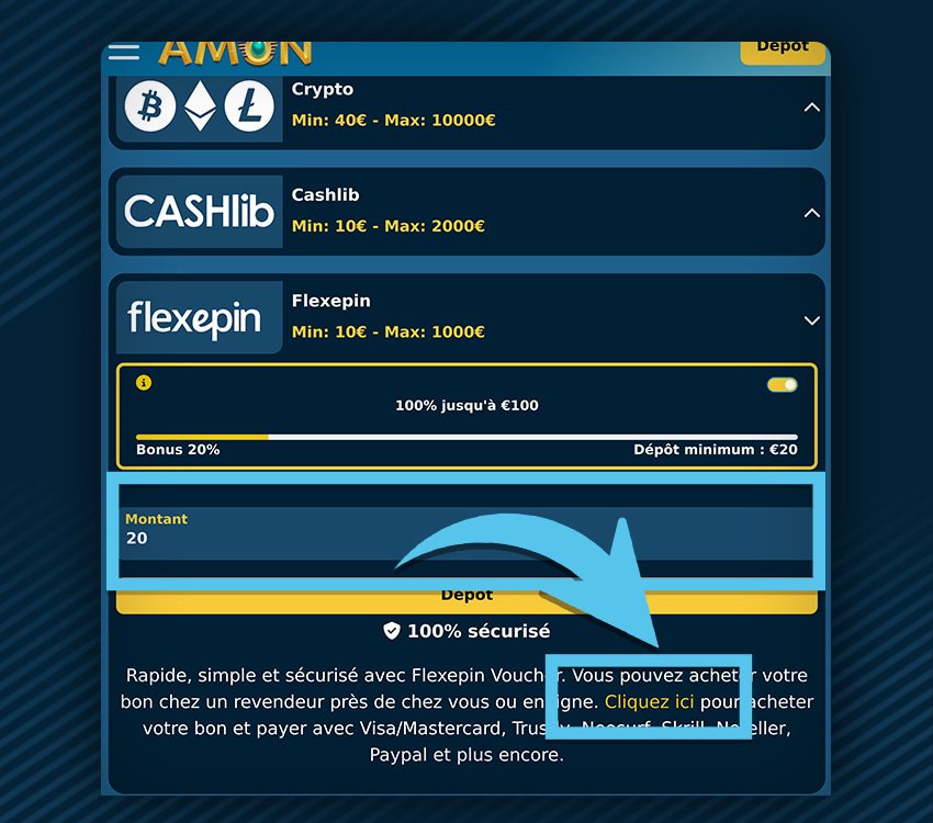 amon casino comment deposer flexepin etape 1