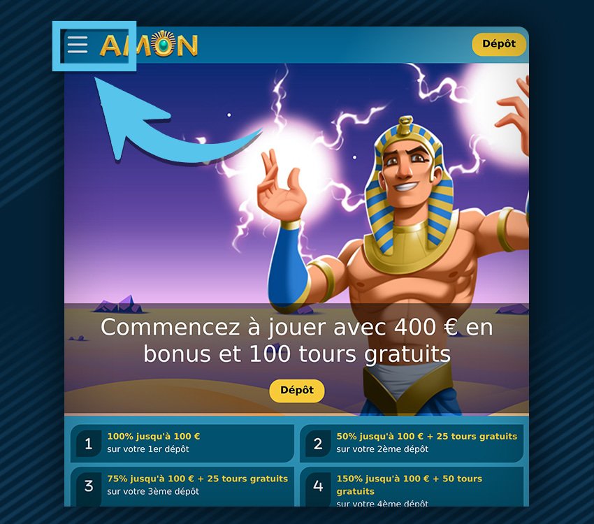 amon casino comment reclamer bonus etape 1