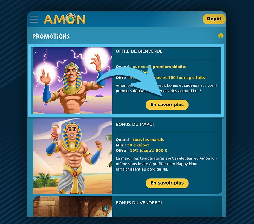 amon casino comment reclamer bonus etape 2