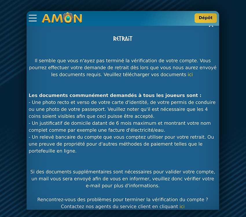 amon casino comment retirer etape 4