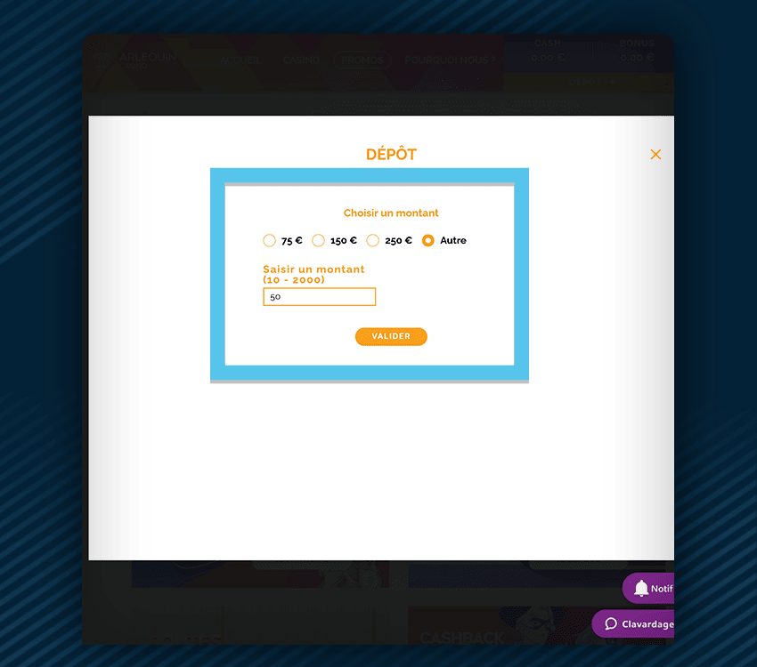 arlequin casino comment reclamer bonus etape 4