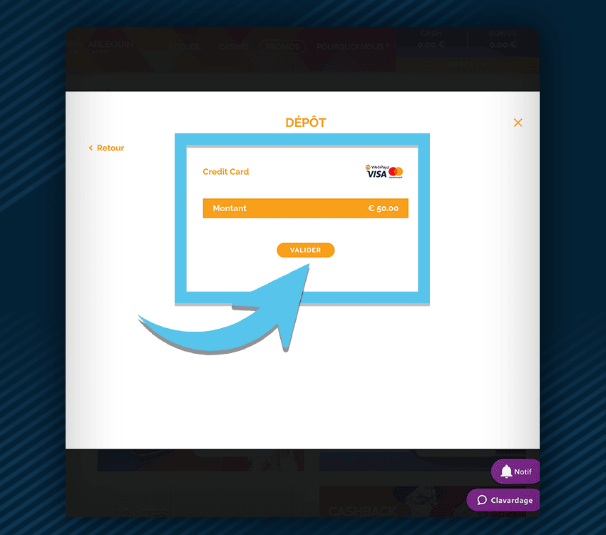 arlequin casino comment reclamer bonus etape 5