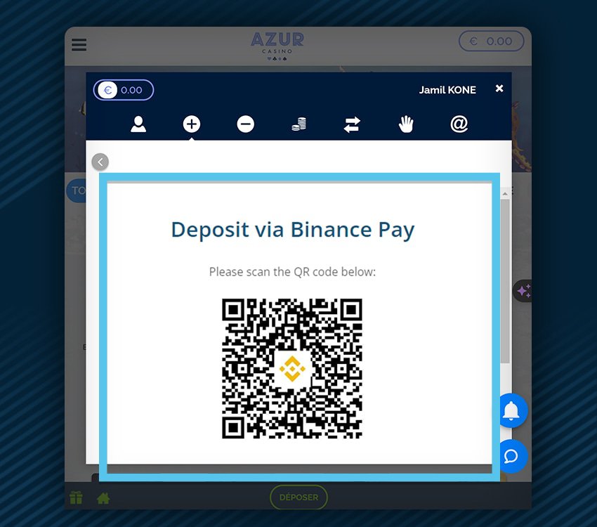 azur casino comment deposer binance etape 1