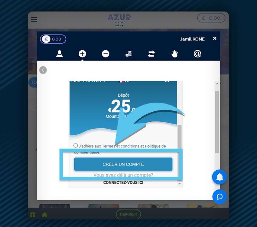 azur casino comment deposer mifinity etape 2
