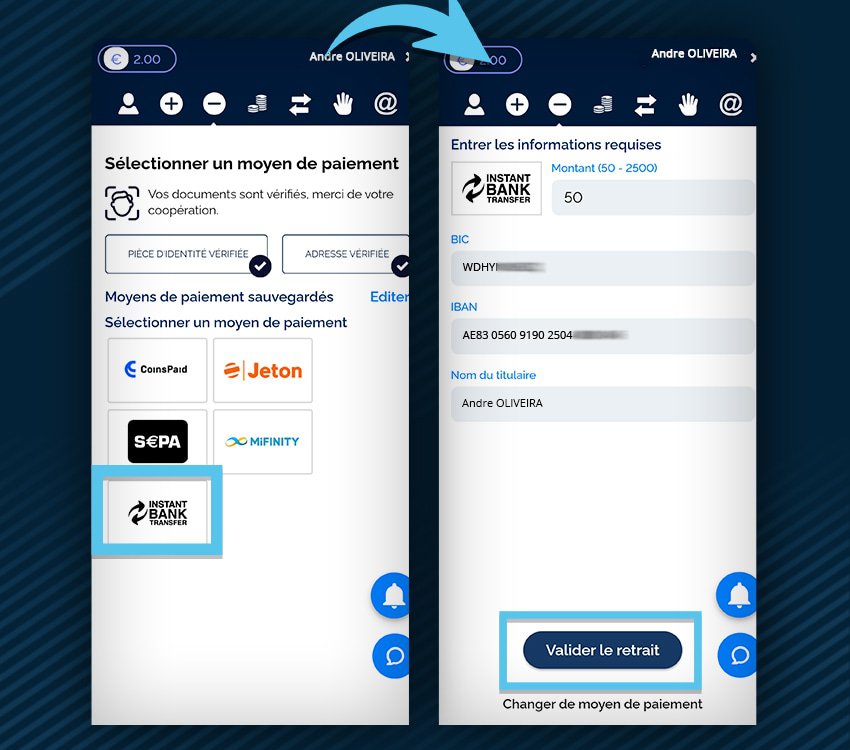azur casino comment retirer virement bancaire instantane etape 1