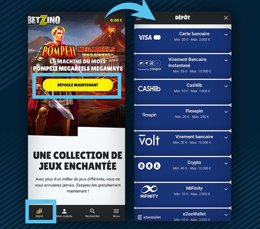 betzino casino comment deposer etape 1