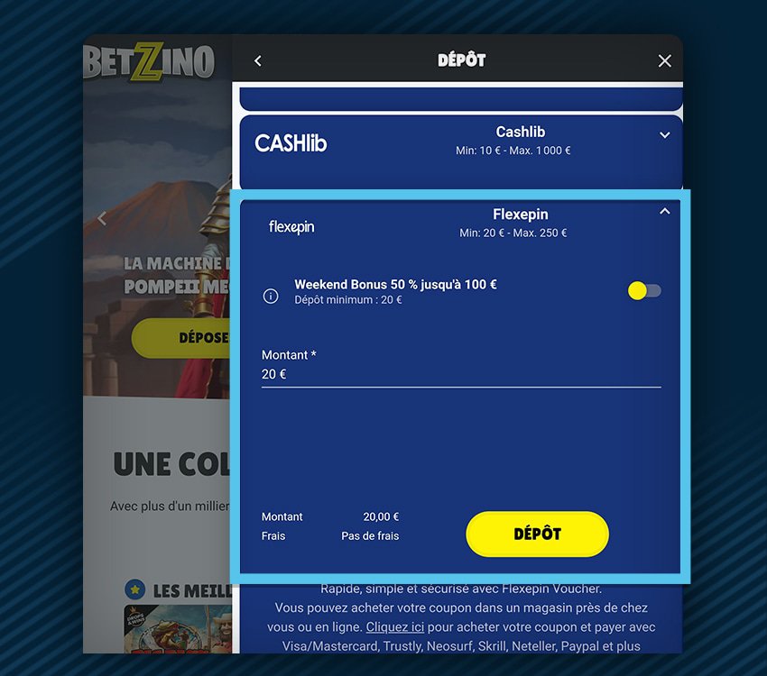 betzino casino comment deposer flexepin etape 1