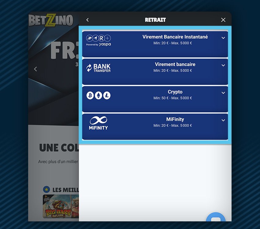 betzino casino comment retirer etape 3