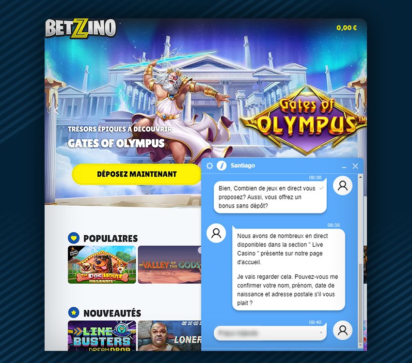 service clientèle de betzino casino