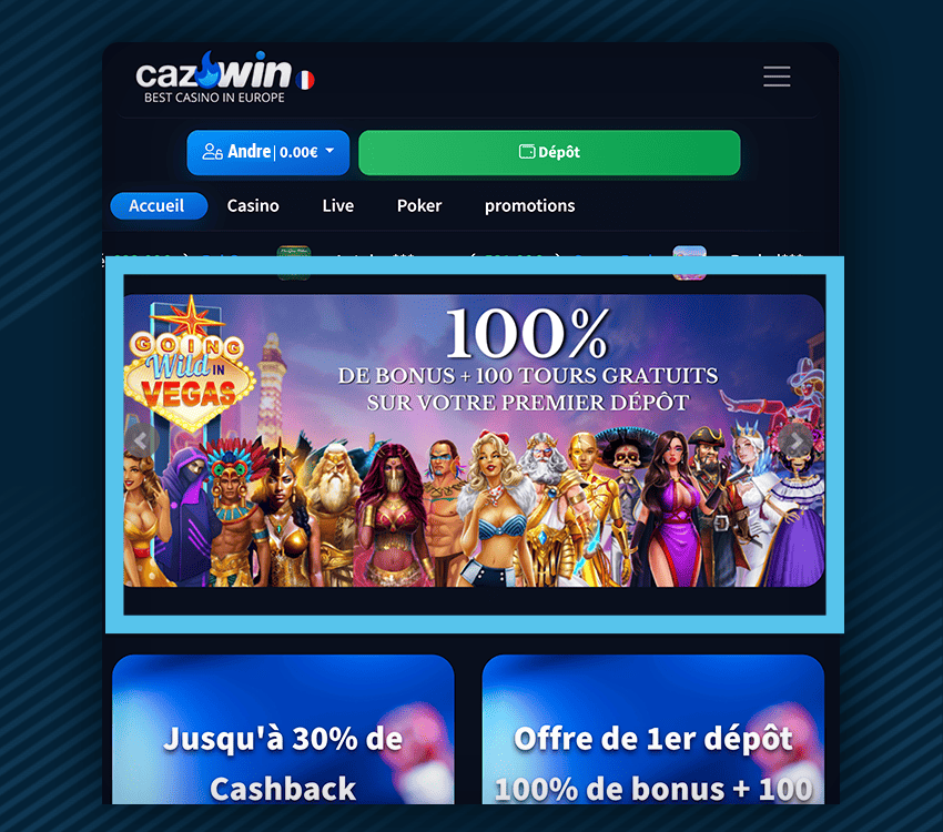 cazwin casino comment reclamer bonus etape 1