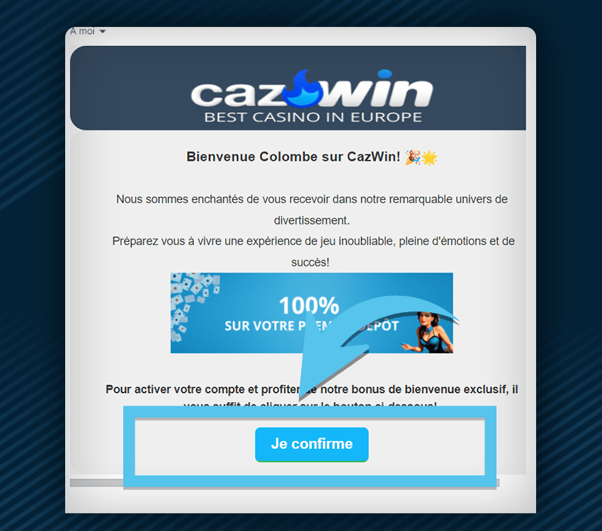 comment s'inscrire sur cazwin casino etape 3