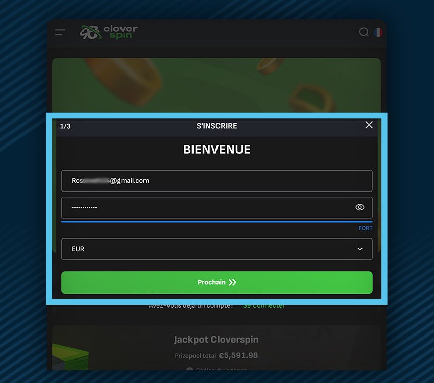 cloverspin casino comment s'inscrire - etape 4