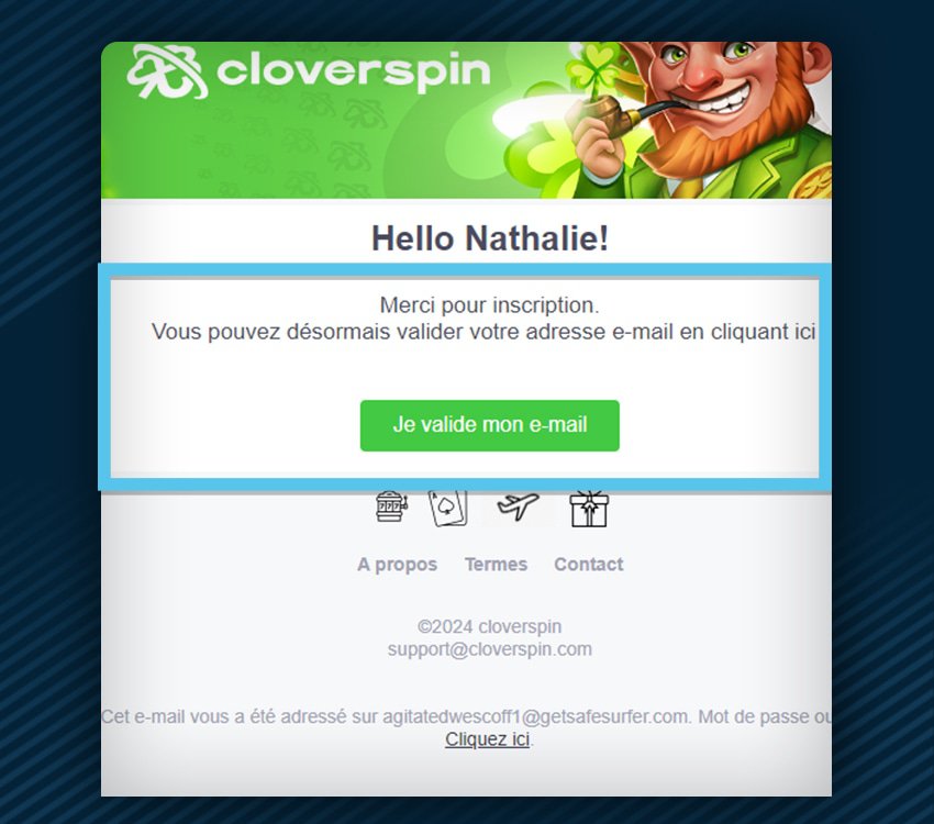 cloverspin casino comment s'inscrire - etape 7