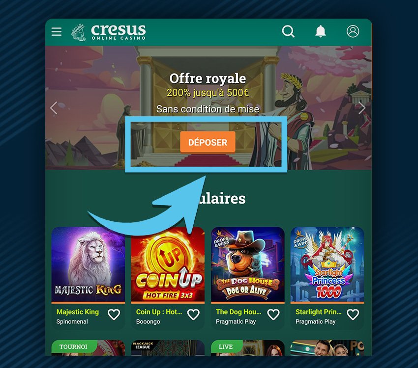 cresus casino comment deposer etape 1