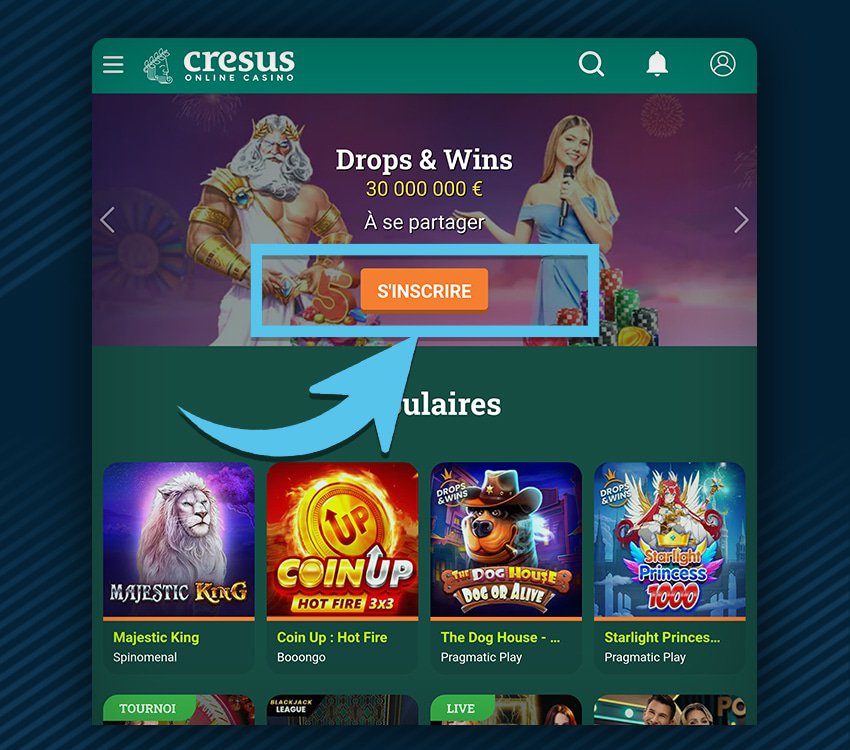 cresus casino comment s'inscrire etape 1