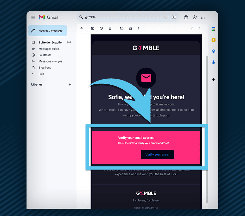 comment s'inscrire sur gxmble casino etape 3