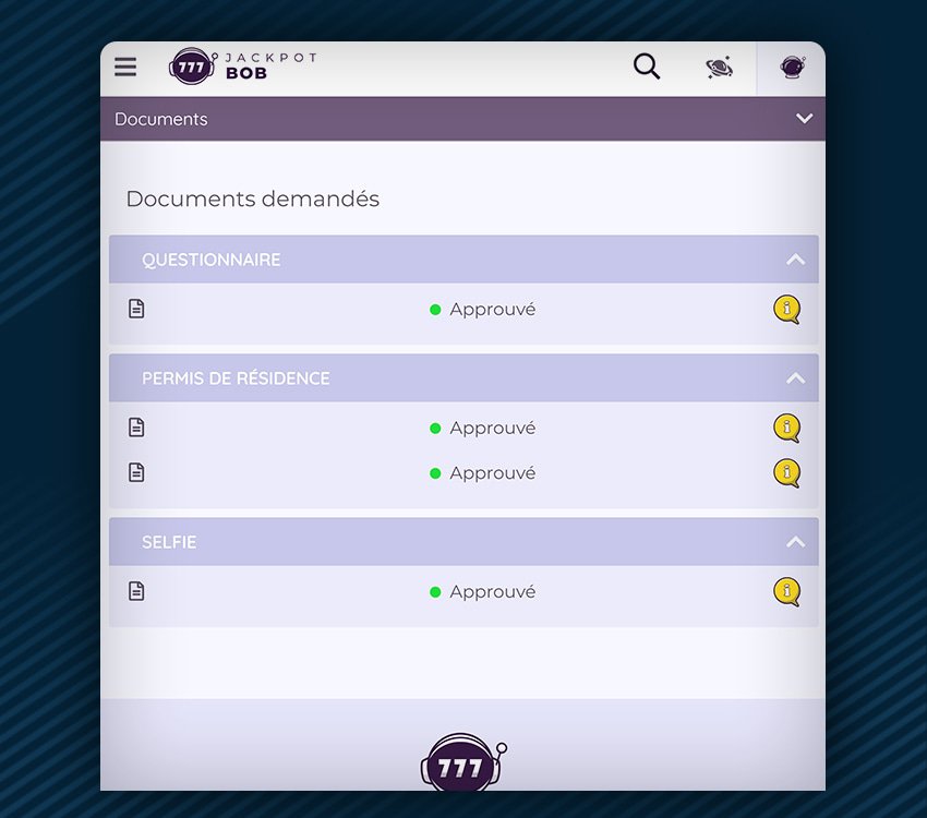 processus de vérification kyc sur jackpot bob casino