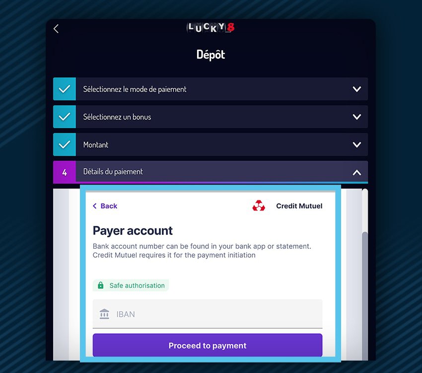 lucky8 comment deposer virement instantane etape 10