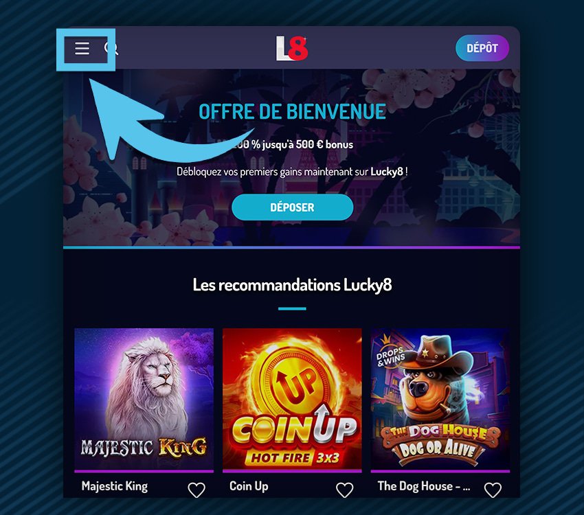 lucky8 casino comment reclamer bonus etape 1