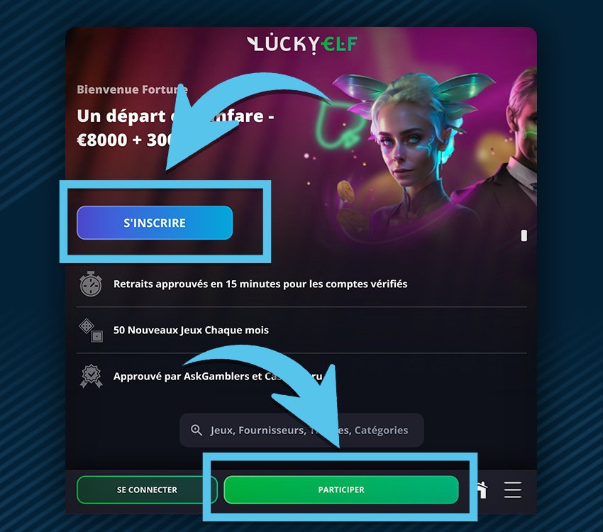 lucky elf casino comment s'inscrire etape 1