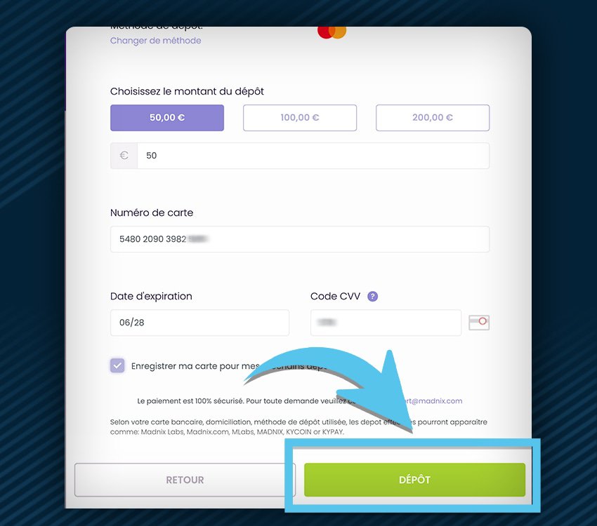 madnix casino comment deposer carte credit etape 4