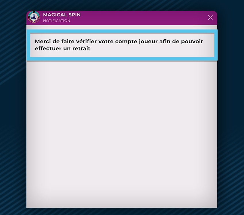 magical spin casino comment retirer virement etape 3