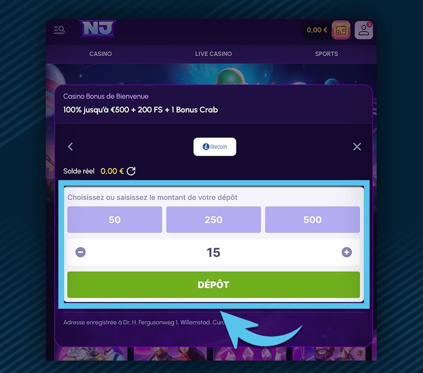 nova jackpot casino comment deposer autres cryptomonnaies etape 2