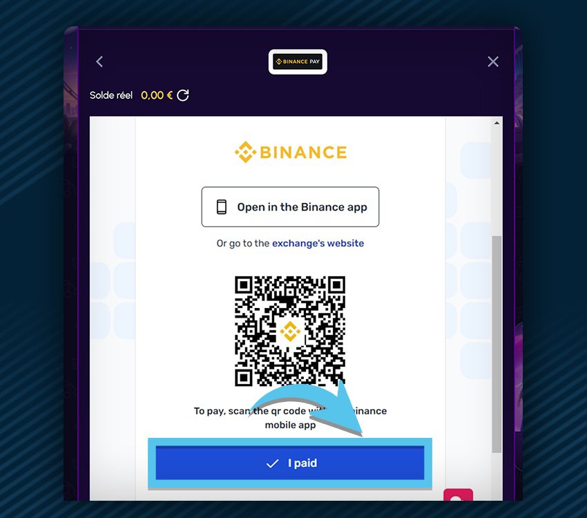 nova jackpot comment deposer binance pay etape 4