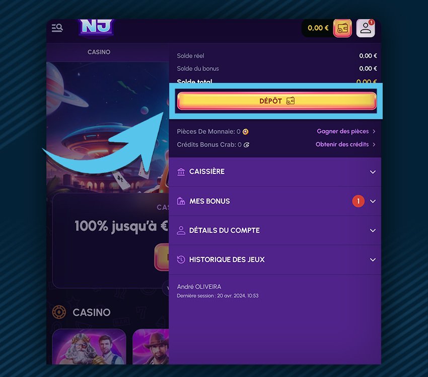 nova jackpot casino comment deposer etape 2