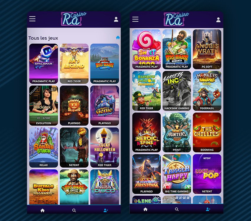 catalogue de jeux de ra casino