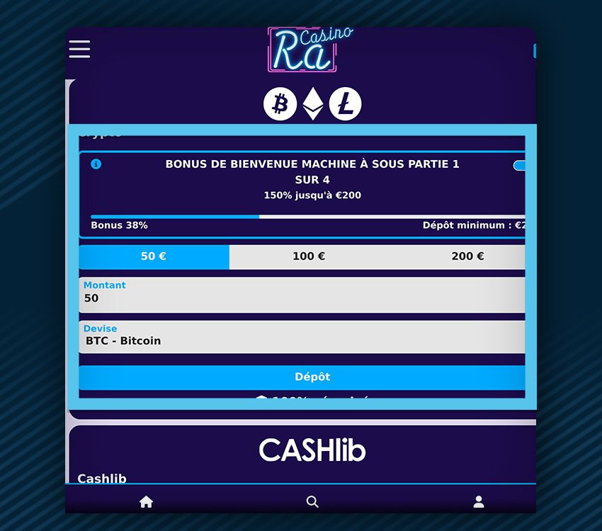 ra casino comment deposer cryptomonnaies etape 1