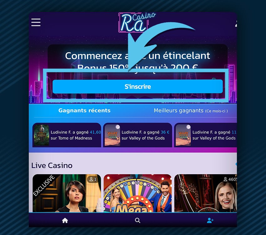 ra casino comment s'inscrire etape 1