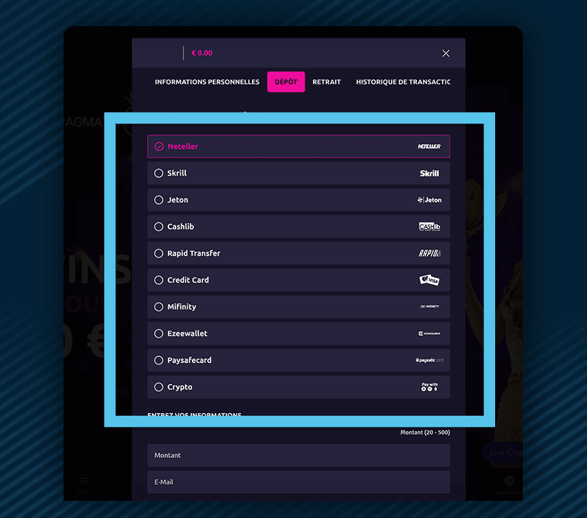 rizz casino comment reclamer bonus etape 3