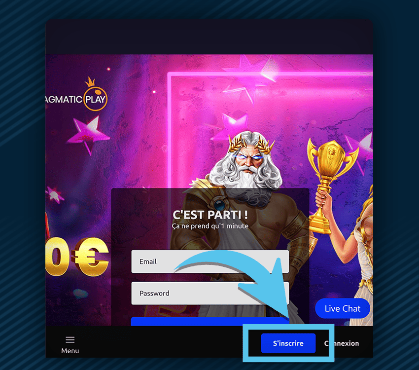 rizz casino comment s'inscrire etape 1