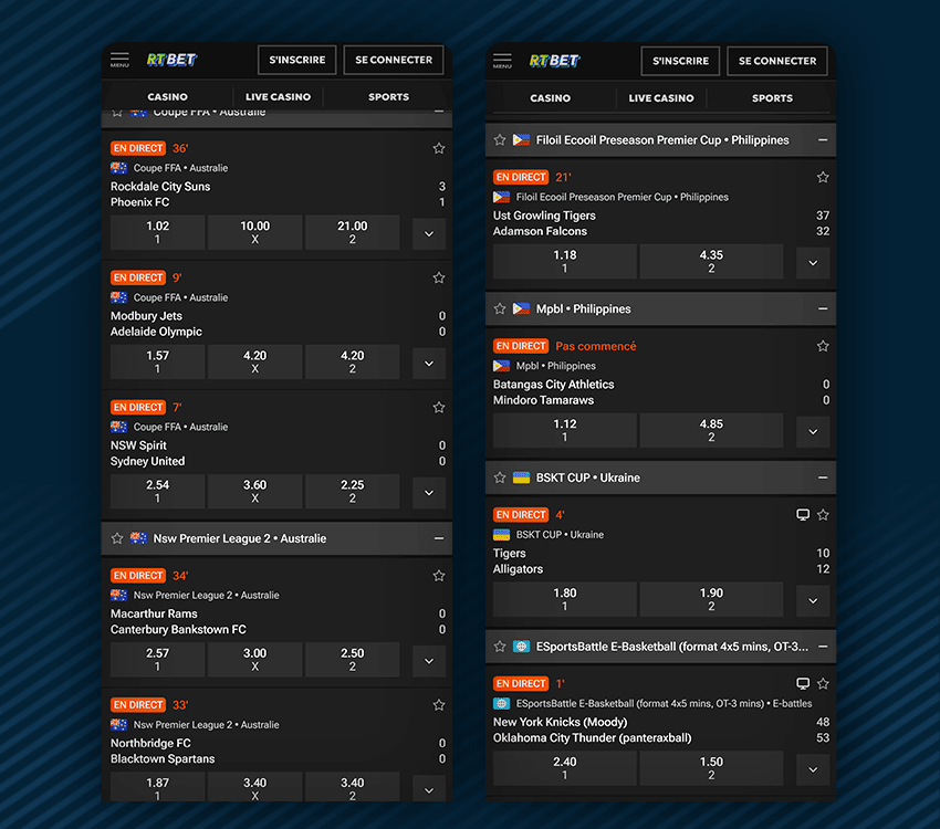 section sports de rtbet casino