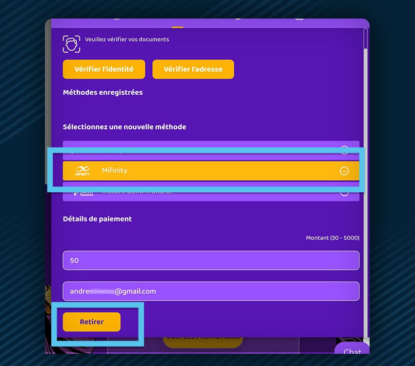 simsinos casino comment retirer mifinity etape 1