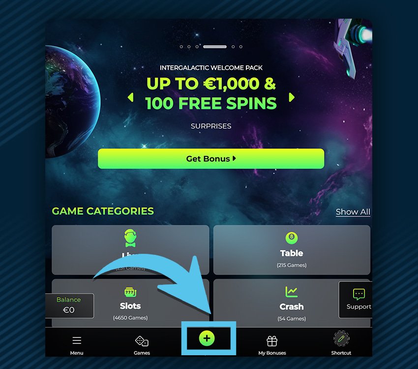 space fortuna casino comment deposer etape 1