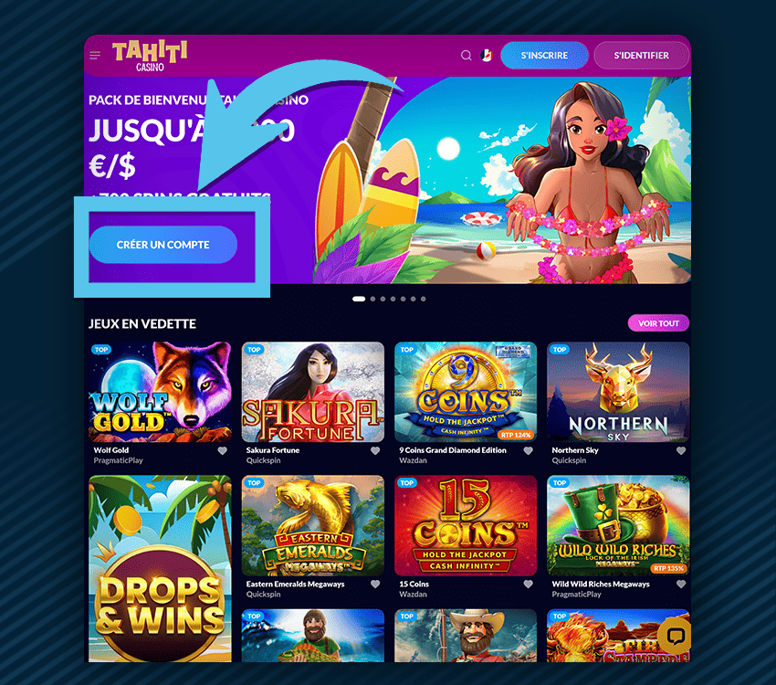 tahiti casino comment s'inscrire etape 1