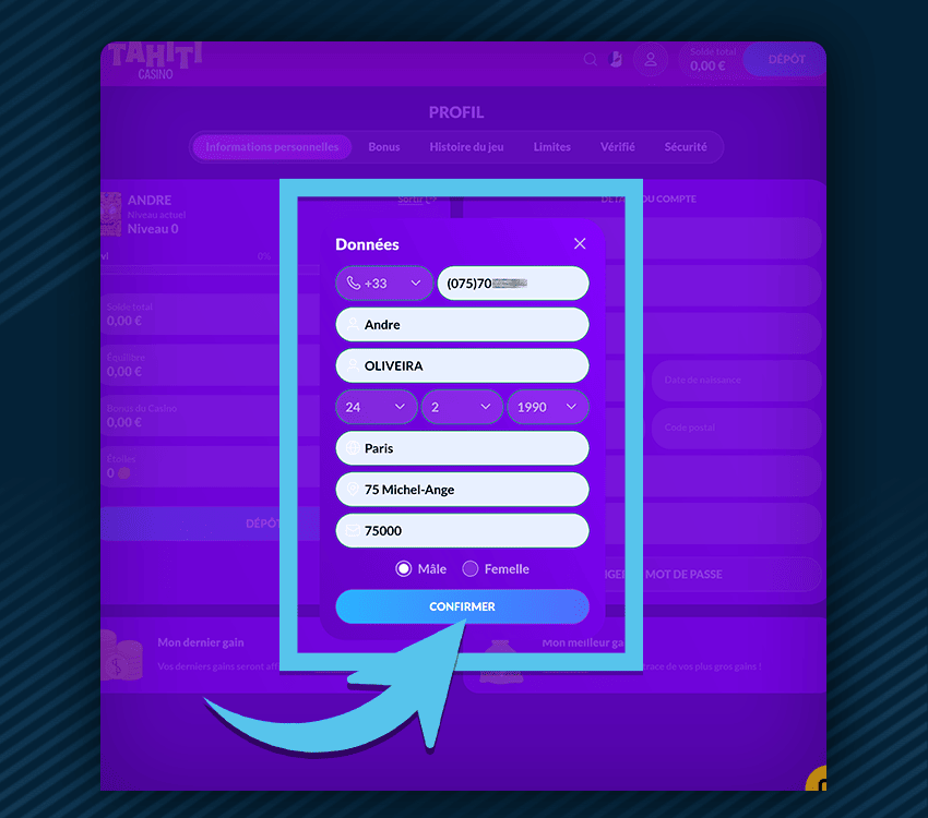 tahiti casino comment s'inscrire etape 4