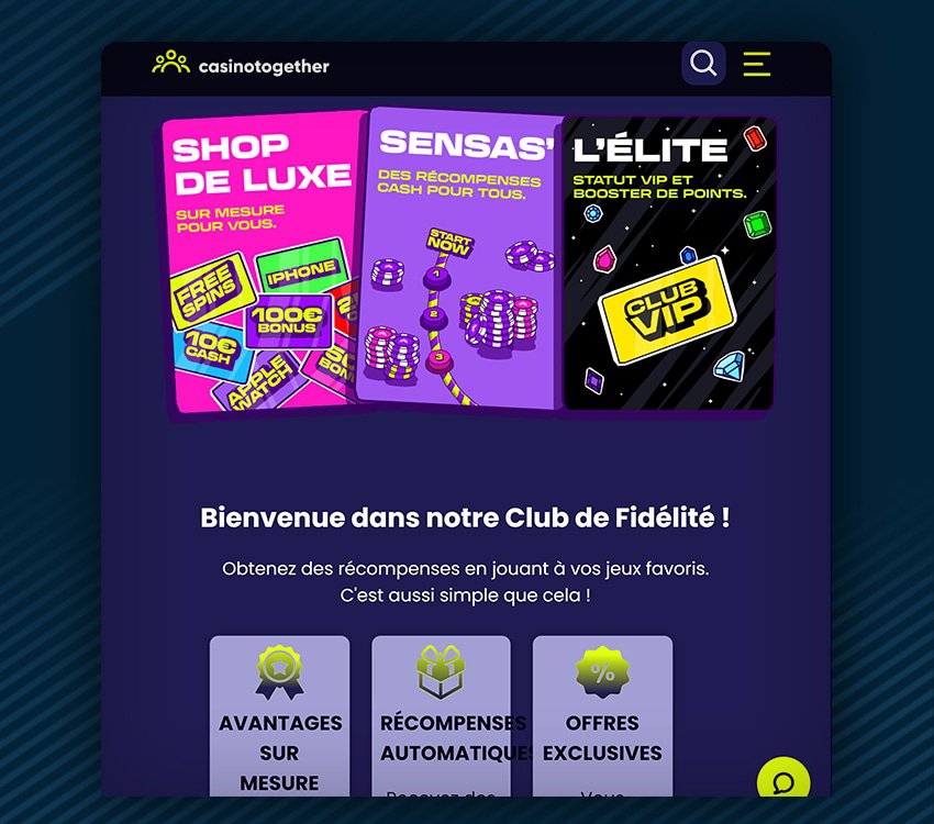 club de fidélité sur together casino