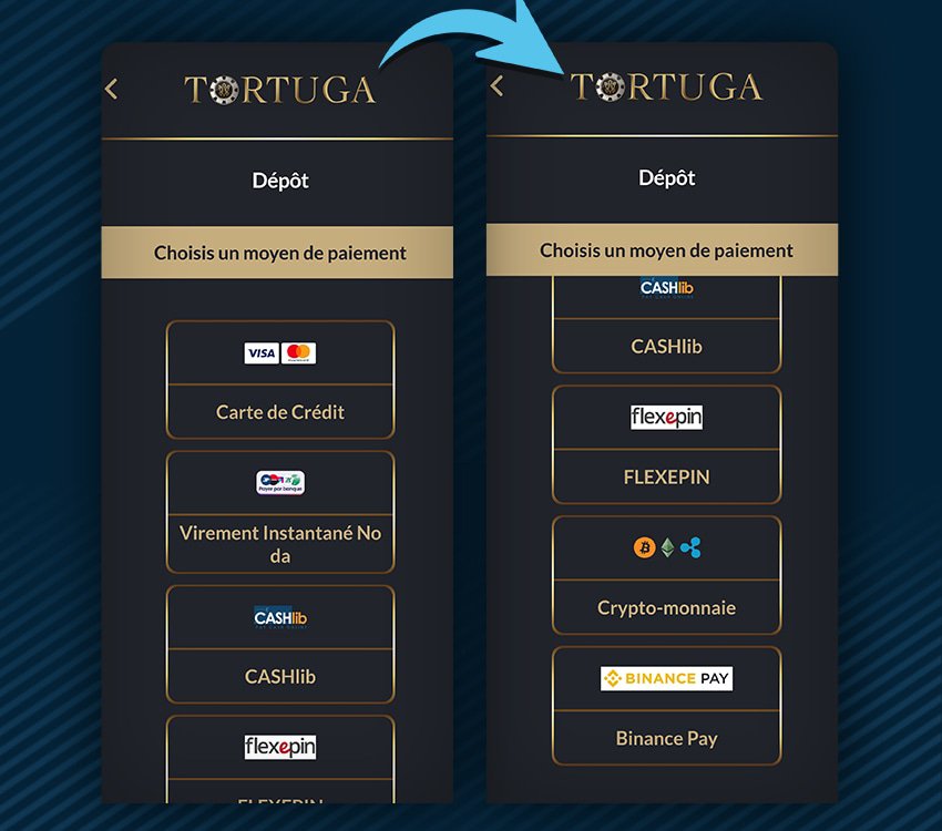 tortuga casino comment deposer etape 3