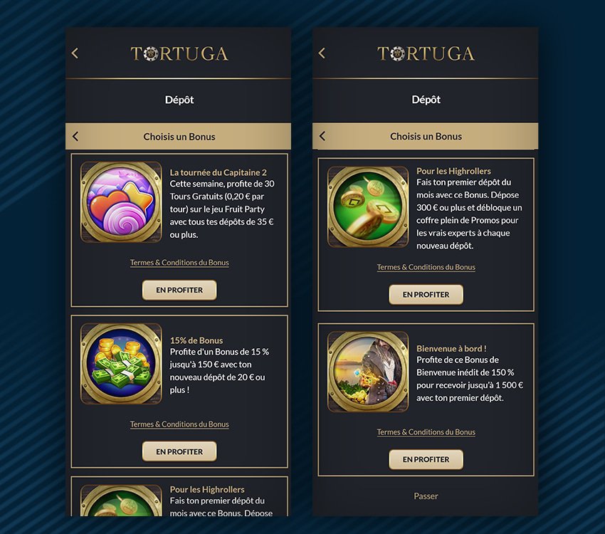 tortuga casino comment reclamer bonus etape 5