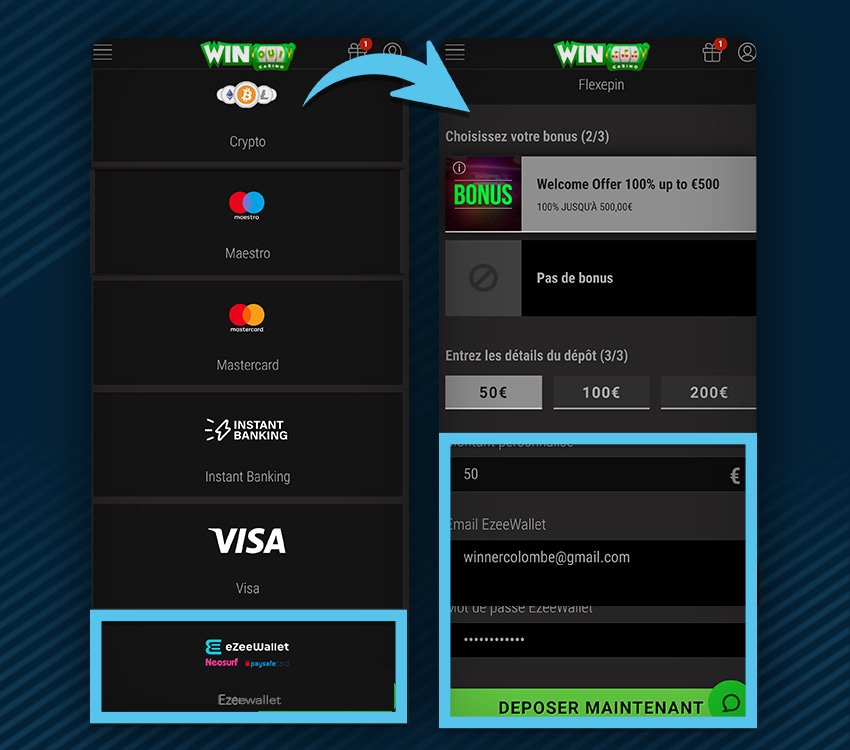 winoui casino comment deposer ezeewallet etape 1