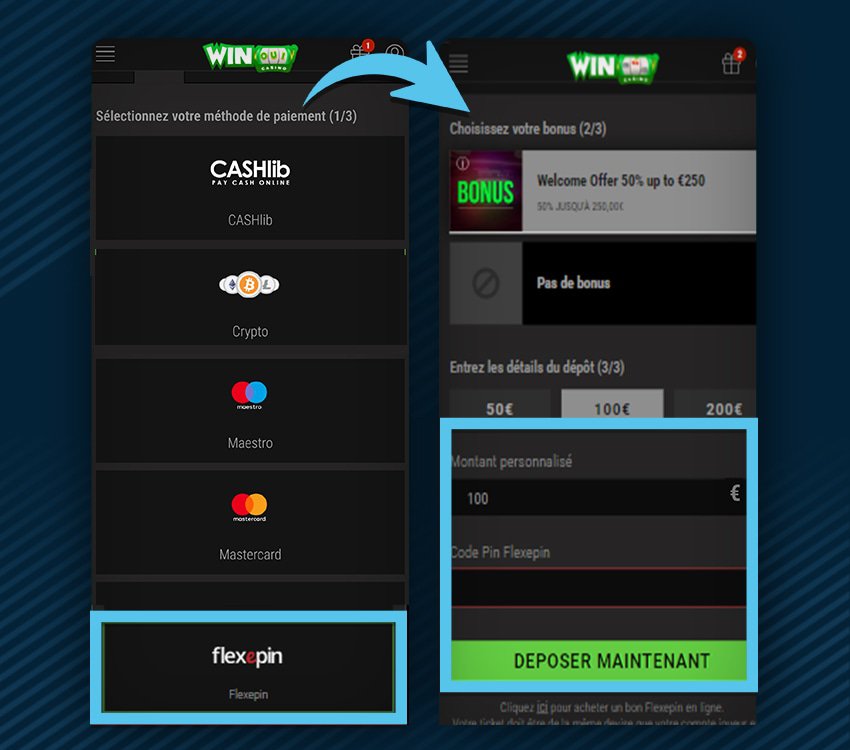 winoui casino comment deposer flexepin etape 1