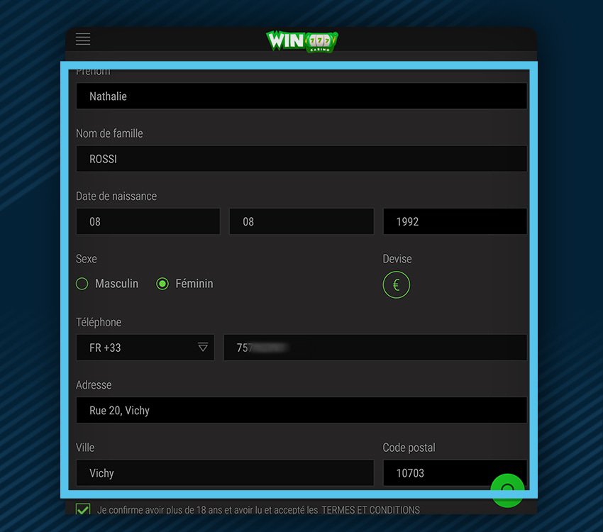 winoui casino comment s'inscrire etape 4