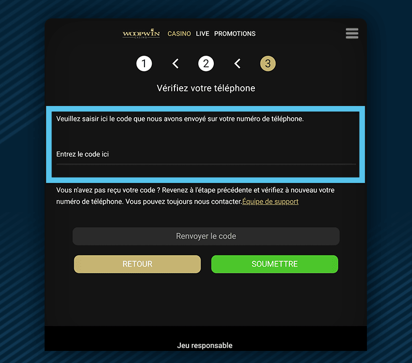 comment s'inscrire sur woopwin casino etape 4